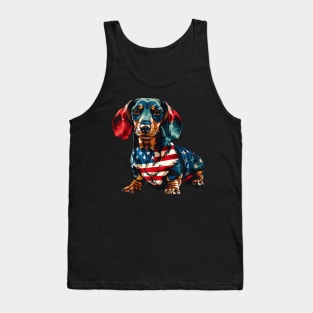 Dachshund Dog 4Th Of July American Flag Tank Top